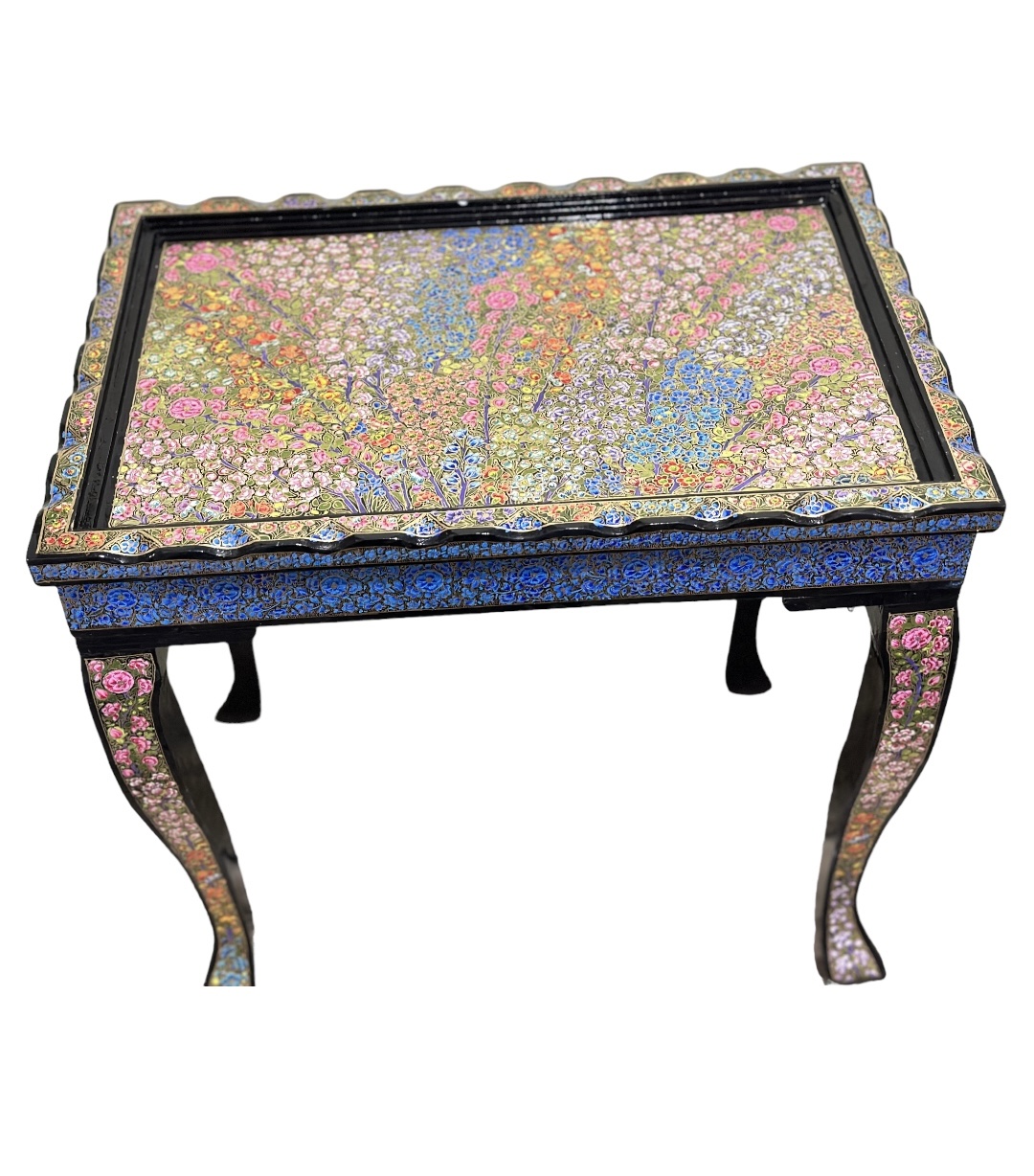 Paper Mache Table , Hand Painted Vintage Papier mache